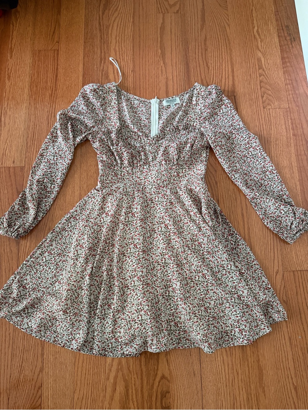 Shareen collection Australia Floral  Long Sleeve Mini Dress - Red & Cream size 8